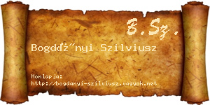 Bogdányi Szilviusz névjegykártya